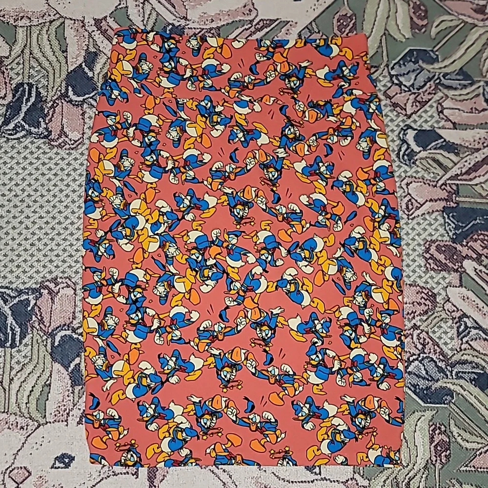 Disney X Lularoe skirt multicolored colored Donald Duck pull on